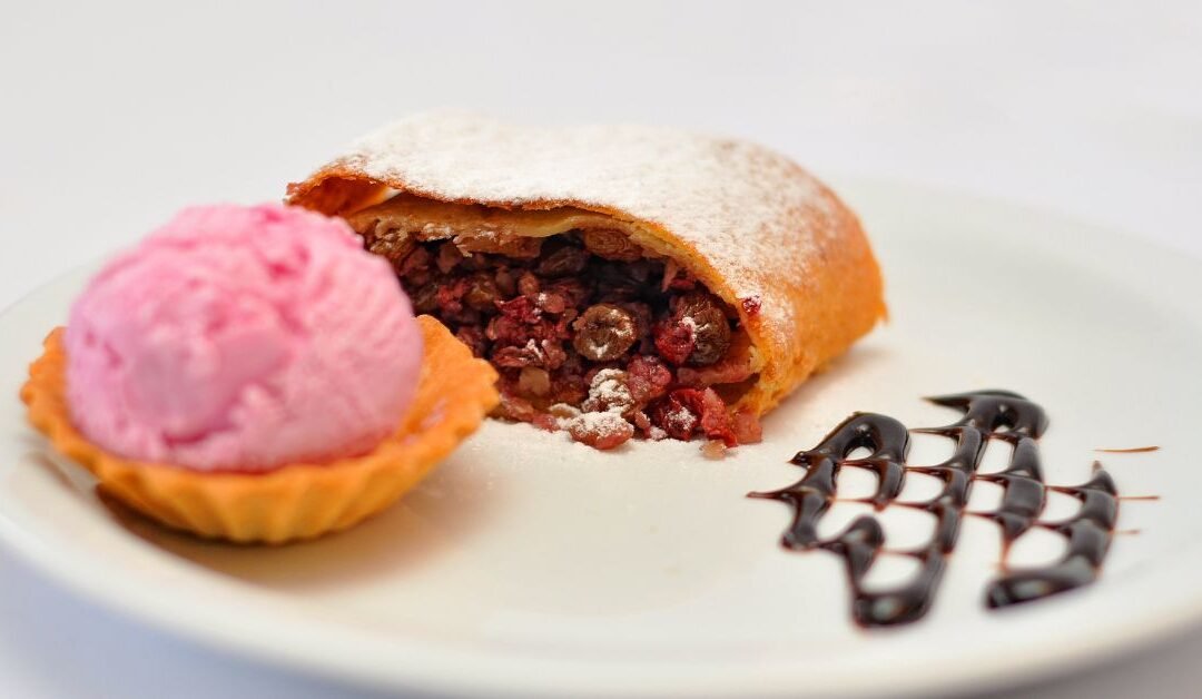 Raspberry Strudel with Ice Cream