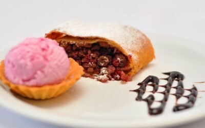 Raspberry Strudel with Ice Cream